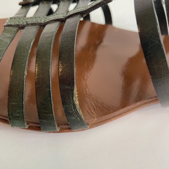 J. Crew Gladiator Sandals Made in Italy Dark Green Leather Strappy Size 9 - Picture 9 of 13